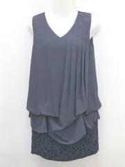 ◇ a.r.w<!-利用不可文字-!>ARROW アロー レース 切替 パーティー 二次会 ノースリーブ ミニ ワンピース サイズM ネイビー レディース P  【1307250031020】