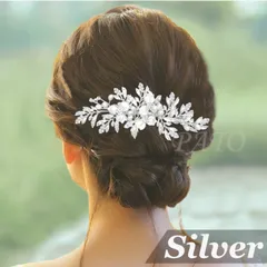 フラワーリーフ コーム★ウェディング ブライダル 結婚式 ヘッドドレス ヘアアクセサリー ボンネ
