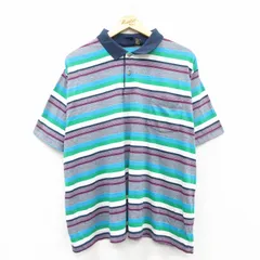 XL/古着 半袖 ポロ シャツ メンズ 大きいサイズ 紺他 ネイビー ボーダー spe 25may23 中古 トップス
