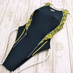 SE2-W90☆arenaアリーナ競泳水着 L オープンバック 黒 黄色 英字 さらぴた レディース 練習用水着 フィットネスジムプール ワンピース■