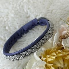 サーミブレスレット ブルー 青 北欧 伝統工芸 ピューター レザー