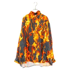 VETEMENTS (ヴェトモン) 22SS Fire Jersey Shirt ファイヤー総柄シルク長袖シャツ S UE52SH540Fのサムネイル