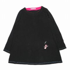 アルベロベロ OLLEBOREBLA ブタさん 刺繍 長袖 チュニック ストレッチ カットソー プルオーバー トップス 黒 ブラック ur179 【中古】