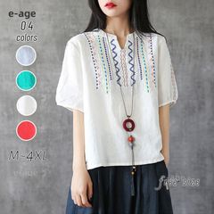 レディース 半袖ショット丈 大人 夏 ゆったり おおきめ カットソー カジュアル 韓国ファション シンプル 刺繍Tシャツ レトロ民族風 エレガント 夏