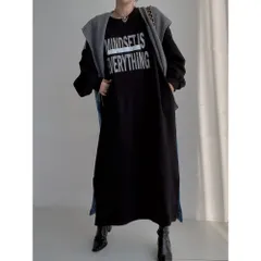 ☆ ブラック ☆ デニム＆スウェット ロング丈ワンピース mmdd213a 切り替えワンピース スウェット ロングワンピース ワンピース ワンピ レディース おしゃれ  オシャレ 長袖 ロング丈 春 秋 デニム 異素材 バイカラー ロゴ シンプル カジュアル