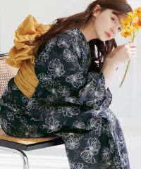 胡桃色の菊ちらし】Dita ディータ 浴衣 5点セット レディース