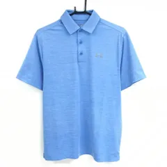 ★SALE価格★【超美品】アンダーアーマー 半袖ポロシャツ 杢ライトブルー ロゴグレー HEATGEAR  メンズ MD/M/M ゴルフウェア UNDER ARMOUR