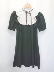 ◇ ⊂ Ank Rouge アンクルージュ レース フリル 半袖 ミニ ワンピース サイズM ブラック ホワイト レディース E  【1506110015167】