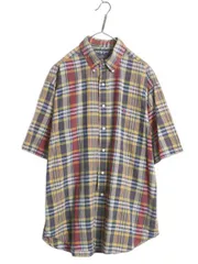 【お得なクーポン配布中!】 90s ラルフローレン マドラス チェック 半袖 ボタンダウン シャツ メンズ XL ポロ オールド 半袖シャツ コットン 大きいサイズ BD ゆったり