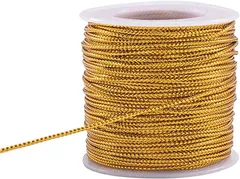 PH PandaHall 約50m/巻 直経約2mm 2巻きセットメタリックコード メタリック線 細い紐 糸 アクセサリー用紐 糸通しコード ジュェリー用 手作り素材 ゴールド( ゴールド 2mm)