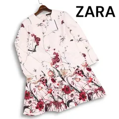 【新品 未使用】 ZARA WOMAN ザラ 通年 花柄 フラワー 総柄 長袖 チュニック ワンピース Sz.L　レディース