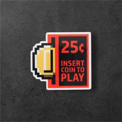 INSERT COIN TO PLAY・ドット絵レトロゲーム風 防水反射ステッカー アーケード