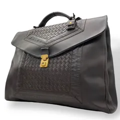 【極美品】定価50万円超 BOTTEGA VENETA ボッテガヴェネタ イントレチャート ビジネスバッグ ブリーフケース 書類鞄 A4 ゴールド金具 男女兼用 ダークブラウン 本革 レザー 茶 高級感 V