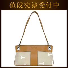 トッズ アクセサリーポーチ ベージュ 美品 レザー キャンバス 中古