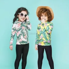 キッズ 水着 セパレート 2点セット 男の子 女の子 長袖 ラッシュガード レギンス 子供水着 こども 水着 スクール プール ビーチ 海水浴 練習用 ベビー 水遊び