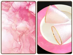 【白磁用】アルコールインクアート風転写紙　ピンク　ポーセリンアート　ポーセラーツ　転写紙