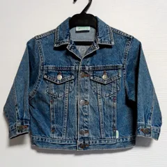 古着 希少 80s benetton  ベネトン イタリー製 ヴィンテージデニムジャケット ジージャン ベビーキッズ 男の子 100 ロゴボタン5個止め・ポケット4個・背中革ロゴパッチ・オールシーズン