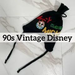 日本製 90s ヴィンテージ Disney ミッキー 耳当て ニット帽 ストラップ