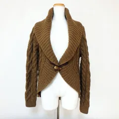 #wnc ラルフローレン RalphLauren ジャケット M 茶 ニット ケーブル編み カシミヤ混 アンゴラ混 レディース [893536]のサムネイル