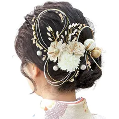 [JZOON] 髪飾り 成人式 水引 金箔 銀箔 組紐 人気 ロープ ゴールド シルバー ヘアアクセサリー 前撮り 振袖 卒業式 結婚式 和装 袴 着物 浴衣に ブライダル 花嫁 ヘッドパーツ J0015