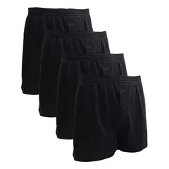 [デルレオーネ] ニット トランクス メンズ 下着 抗菌防臭加工 無地 4枚 6枚 セット ボタン付き 前開き 下着 吸水速乾 (ブラック4枚, M)