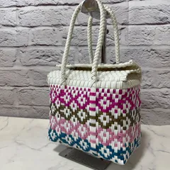 メキシコ メルカドバッグ  蓋付き ミニスリム カゴバッグ ハンドバッグ