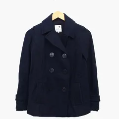 アースミュージック&エコロジー EARTH MUSIC & ECOLOGY ピーコート Pコート ウール混 碇ボタン 袖ベルト 切替リブ S ネイビー 紺 /HT23のサムネイル