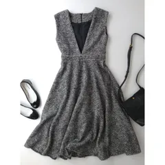 BIRTHDAY BASH バースデーバッシュ ツイード ジャンパースカート ロングワンピース Vネック ウール混 (112Y＋1264)25F