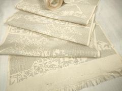 平和屋着物▽結城ちぢみ 単衣 花唐草文 正絹 逸品 CAAW1393xi