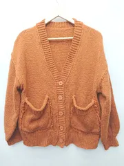 ◇ ⊇ AND SEARCH アンドサーチ ニット セーター 長袖 カーディガン サイズM オレンジ系 レディース P  【1409250009921】