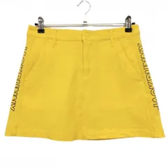 【美品】ジャックバニー ストレッチスカート イエロー×黒 サイドロゴ レディース 2(L) ゴルフウェア 2022年モデル Jack Bunny