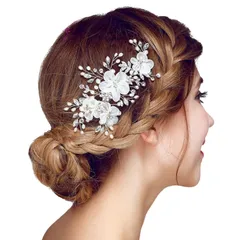 [TIGLOSS] 髪飾り ヘアアクセサリー 結婚式 ヘッドドレス 花嫁 大きめ パール 髪留め 花 和装 ヘアピン ヘアクリップ コーム まとめ髪 おしゃれ 大人 専用BOX付（タイプB） [タイプB]