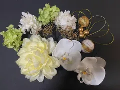 胡蝶蘭　髪飾り結婚式成人式七五三卒業式ヘッドドレス　豪華　グリーン4/28