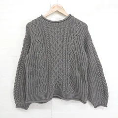 ◇ Alma Design アルマデザイン 長袖 ケーブルニット セーター サイズ M チャコールグレー レディース E  【1303200000344】