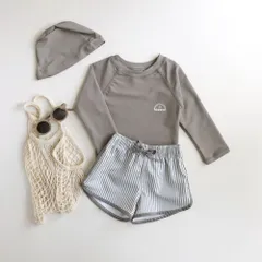 ☆ B ☆ 90cm ☆ ベビー キッズ 水着 セパレート 帽子付き UVカット 水着 セパレート 帽子 ベビー キッズ スイムパンツ 長袖 ラッシュガード パンツ 子ども用水着 子供用水着 スイムウェア UVカット 帽子付き セット ぼうし