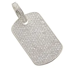 ペンダントトップ メンズ K18WG 18金 メンズペンダントトップ ダイヤモンド 3.4カラット ドッグタグ プレート ペンダントヘッド 喜平用 ホワイトゴールド 大き目 喜平トップ ネックレスヘッド 【アクセサリーマート/メルカリShops店】