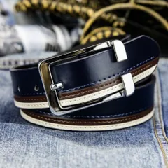 ☆ ネイビー ☆ ベルト pk0522 ベルト メンズ カジュアル レザーベルト 合皮 革 レザー ライン入り サイズ調整可能 ロング 大きいサイズ 通勤 通学 結婚式 ビジネス 学生 高校生 仕事 就活 スーツ シンプル ゴルフ スポーツ 紳士