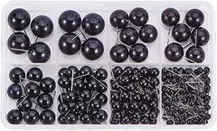 PH PandaHall 約206個/箱 人形 さし目 4/6/8/10/12/14mm ぬいぐるみの目 スチールピン付き( さし目 約206個)