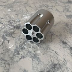 シルバー　ペン立て リボルバー シリンダー 型 メタル 金属製 穴直径 1cm