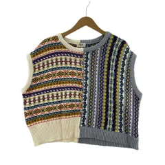 BEAMS HEART ビームスハート 総柄 切替ニット ベスト size表記なし/ホワイト系×ブルー系