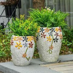 鉢植え 植木鉢 プランター プラントポット フラワーポット ガーデニング 屋外 インテリア 庭 玄関 壷型 花柄 大 小 多肉植物 サボテン オシ