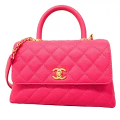 CHANEL ココハンドル24 XSサイズ キャビアスキン 2way Vステッチ シャネル ココハンドル24 XS キャビアスキン 2WAYハンドバッグ V