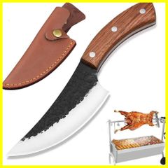 【人気商品】ボーニングナイフ アウトドアナイフ NedFoss アウトドア用包丁 菜切包丁 かっこいい 出刃包丁 黒打ち仕上げ手作りの鍛造包丁 狩猟解体包丁 骨切りナイフ 少し小さめの万能包丁 切れ味 庖丁 骨切り 胴切り シースナイフ 本革の収納袋付き バー