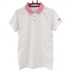 ★SALE価格★【超美品】アンダーアーマー 半袖ポロシャツ 白×レッド×イエロー ドット レディース XL ゴルフウェア UNDER ARMOUR