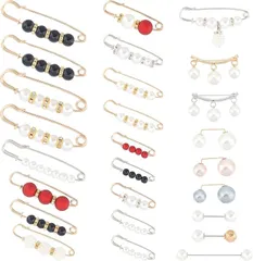 PH PandaHall 27本 パールブローチピン ピンブローチ ショールピン ラペルピン ピンバッジ 合金 人工真珠 襟ピン レディース アクセサリー 人気 おしゃれ プレゼント ジュエリーアクセサリー 縫製不要(カラフル)