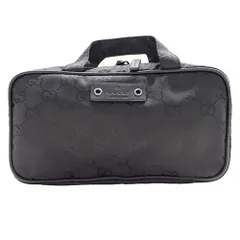 グッチ GUCCI ポーチ レディース ブランド 化粧ポーチ GGナイロン ブラック 245959 メイク道具入れ 小物入れ ラウンドファスナー 【中古】