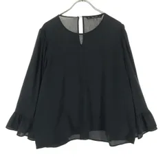 美品 ZARA BASIC ザラベーシック 長袖 ブラウス L ブラック フリル レディース 古着