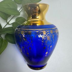 イタリア ベネチア 花柄 高級 花入れ ガラス 花瓶金彩