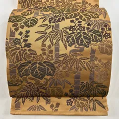 袋名古屋帯 美品 優品 関西仕立て川島織物 笹 桐 茶色 化繊 【中古】