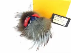 ■新品同様■ FENDI フェンディ モンスター バッグバグズ ファー バッグチャーム キーホルダー ブルー系×ブラウン系 FB3212
